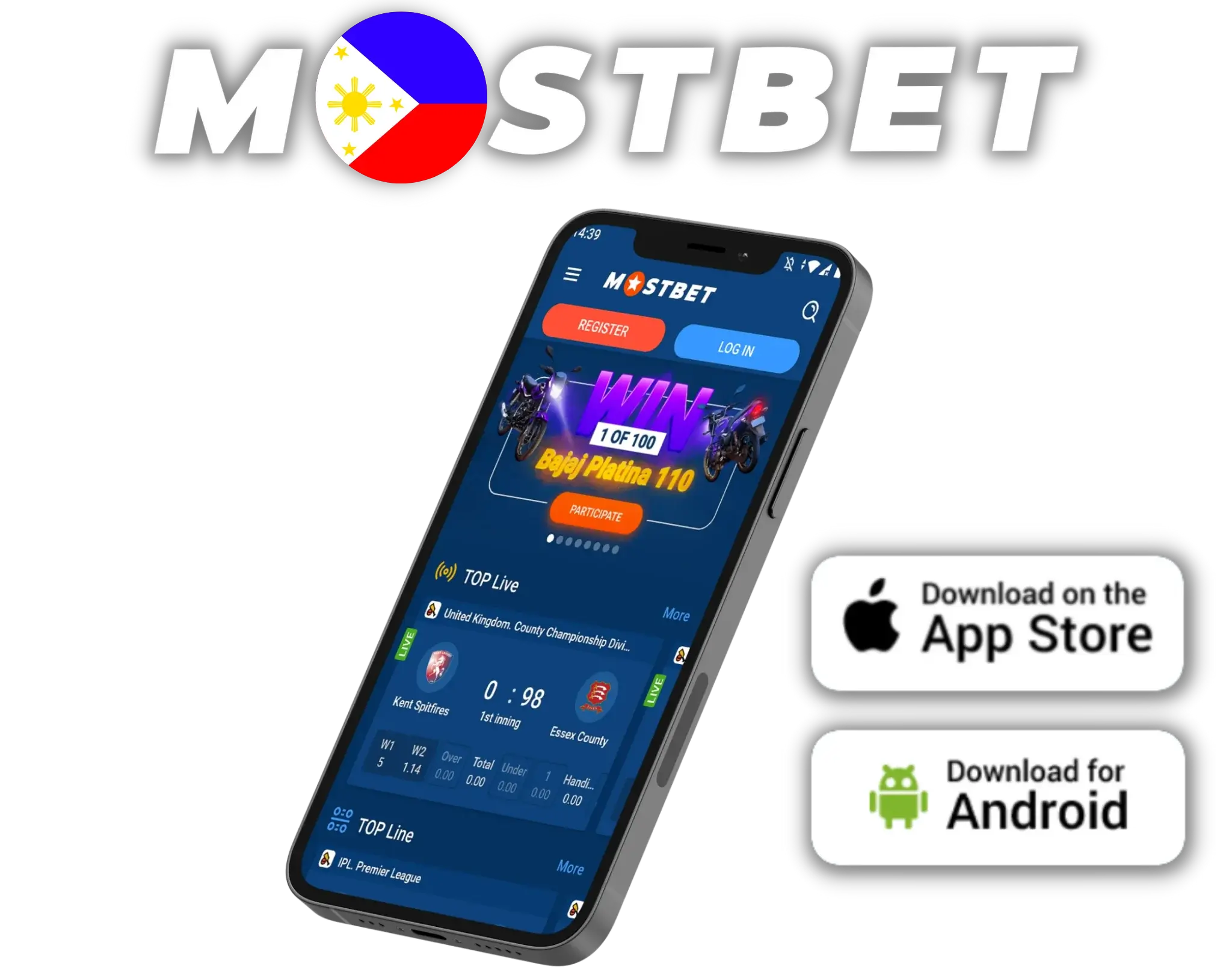 Képernyőkép a Mostbet app felületéről